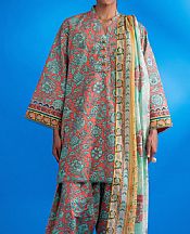 Bonanza Light Coral/Summer Green Lawn Suit- Pakistani Designer Lawn Suits