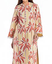 Bonanza Cream/Coral Lawn Suit (2 pcs)- Pakistani Lawn Dress