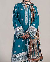 Bonanza Peacock Blue Khaddar Suit- Pakistani Winter Dress
