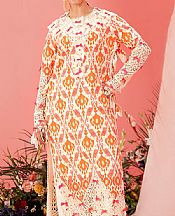 Bonanza Off White/Orange Lawn Suit (2 pcs)- Pakistani Lawn Dress
