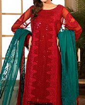 Red Chiffon Suit- Pakistani Designer Chiffon Suit