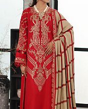 Charizma Red Leather Suit- Pakistani Winter Dress