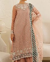 Cross Stitch Peach Organza Suit- Pakistani Designer Chiffon Suit