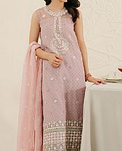 Cross Stitch Rose Pink Organza Suit- Pakistani Designer Chiffon Suit