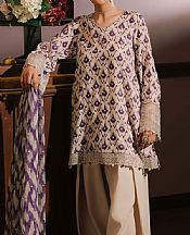 Cross Stitch Ivory/Purple Silk Suit- Pakistani Designer Chiffon Suit