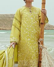 Cross Stitch Lime Green Cotton Suit- Pakistani Winter Dress