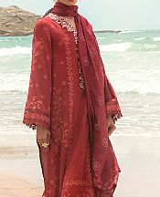 Cross Stitch Auburn Red Cotton Suit- Pakistani Winter Dress