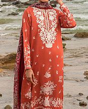Cross Stitch Safety Orange Cotton Suit- Pakistani Winter Dress
