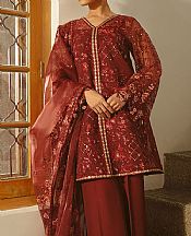 Cross Stitch Auburn Red Organza Suit- Pakistani Chiffon Dress