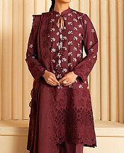 Cross Stitch Wine Lawn Suit- Pakistani Lawn Dress