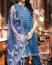 Cross Stitch Mid Blue Jacquard Suit- Pakistani Designer Lawn Suits