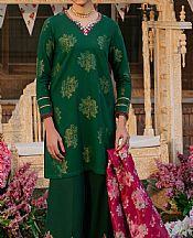 Cross Stitch Bottle Green Jacquard Suit- Pakistani Designer Lawn Suits
