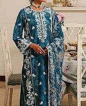 Cross Stitch Teal Blue Lawn Suit- Pakistani Designer Lawn Suits