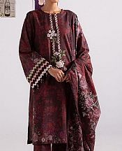 Cross Stitch Wine Khaddar Suit- Pakistani Winter Clothing