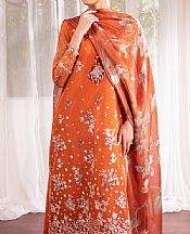 Cross Stitch Halloween Orange Organza Suit- Pakistani Chiffon Dress