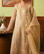 Cross Stitch Gold Organza Suit- Pakistani Chiffon Dress