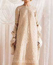 Cross Stitch Fawn Silk Suit- Pakistani Designer Chiffon Suit