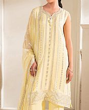 Cross Stitch Pale Yellow Chiffon Suit- Pakistani Designer Chiffon Suit