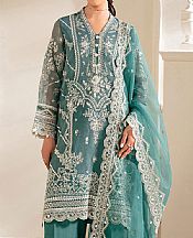 Cross Stitch Teal Net Suit- Pakistani Designer Chiffon Suit