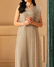 Cross Stitch Pale Taupe Chiffon Suit- Pakistani Designer Chiffon Suit