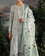 Cross Stitch Silver Silk Suit- Pakistani Designer Chiffon Suit