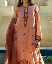 Cross Stitch Dark Peach Lawn Suit- Pakistani Designer Lawn Suits