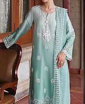 Cross Stitch Shadow Green Cotton Satin Suit- Pakistani Winter Dress