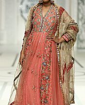 Coral Organza Suit- Pakistani Bridal Dress