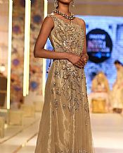 Tan Organza Suit- Pakistani Formal Designer Dress
