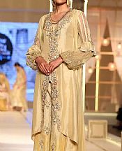 Light Goden Tissue Silk Suit- Pakistani Formal Designer Dress