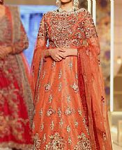 Orange Organza Suit- Pakistani Formal Designer Dress