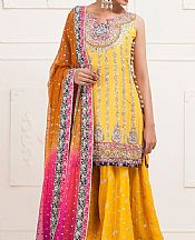 Yellow Crinkle Chiffon Suit- Pakistani Party Wear Dress