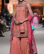 Coral Chiffon Suit- Pakistani Bridal Dress