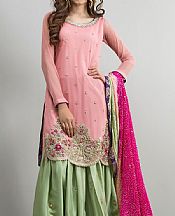 Pink/Pistachio Chiffon Suit- Pakistani Party Wear Dress