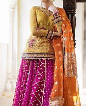 Green/Pink Chiffon Suit- Pakistani Formal Designer Dress
