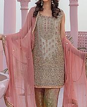 Sand Grey Silk Suit- Pakistani Formal Designer Dress