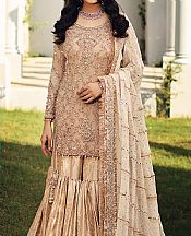 Beige Crinkle Chiffon Suit- Pakistani Bridal Dress