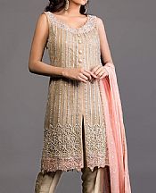 Tan Crinkle Chiffon Suit- Pakistani Formal Designer Dress