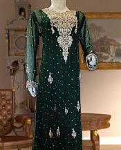 Bottle Green Chiffon Suit- Pakistani Party Wear Dress