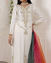 White Raw Silk Suit- Pakistani Party Wear Dress