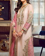 Ivory/Pink Crinkle Chiffon Suit- Pakistani Party Wear Dress