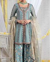 Cadet Blue Chiffon Suit- Pakistani Formal Designer Dress