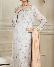 Ash White Crinkle Chiffon Suit- Pakistani Party Wear Dress