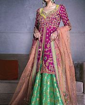 Magenta/Green Crinkle Chiffon Suit- Pakistani Bridal Dress