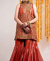 Rosewood Tissue Silk Suit- Pakistani Bridal Dress