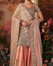 Peach Crinkle Chiffon Suit- Pakistani Party Wear Dress