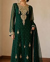 Bottle Green Chiffon  Suit- Pakistani Formal Designer Dress