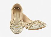 Ladies Khussa- Golden- Khussa Shoes for Women