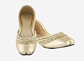 Ladies Khussa- Golden- Khussa Shoes for Women