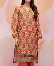 Sand Gold/Vermilion Khaddar Kurti- Pakistani Winter Dress